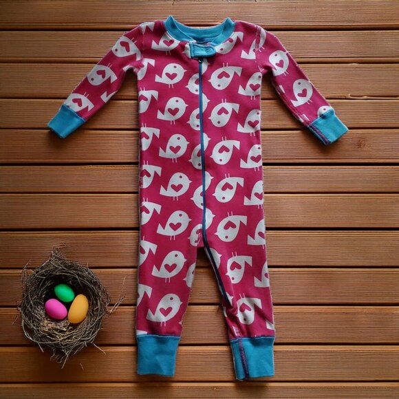 Hanna Andersson Pink Bird Pajamas - Size 70 - Picture 1 of 5